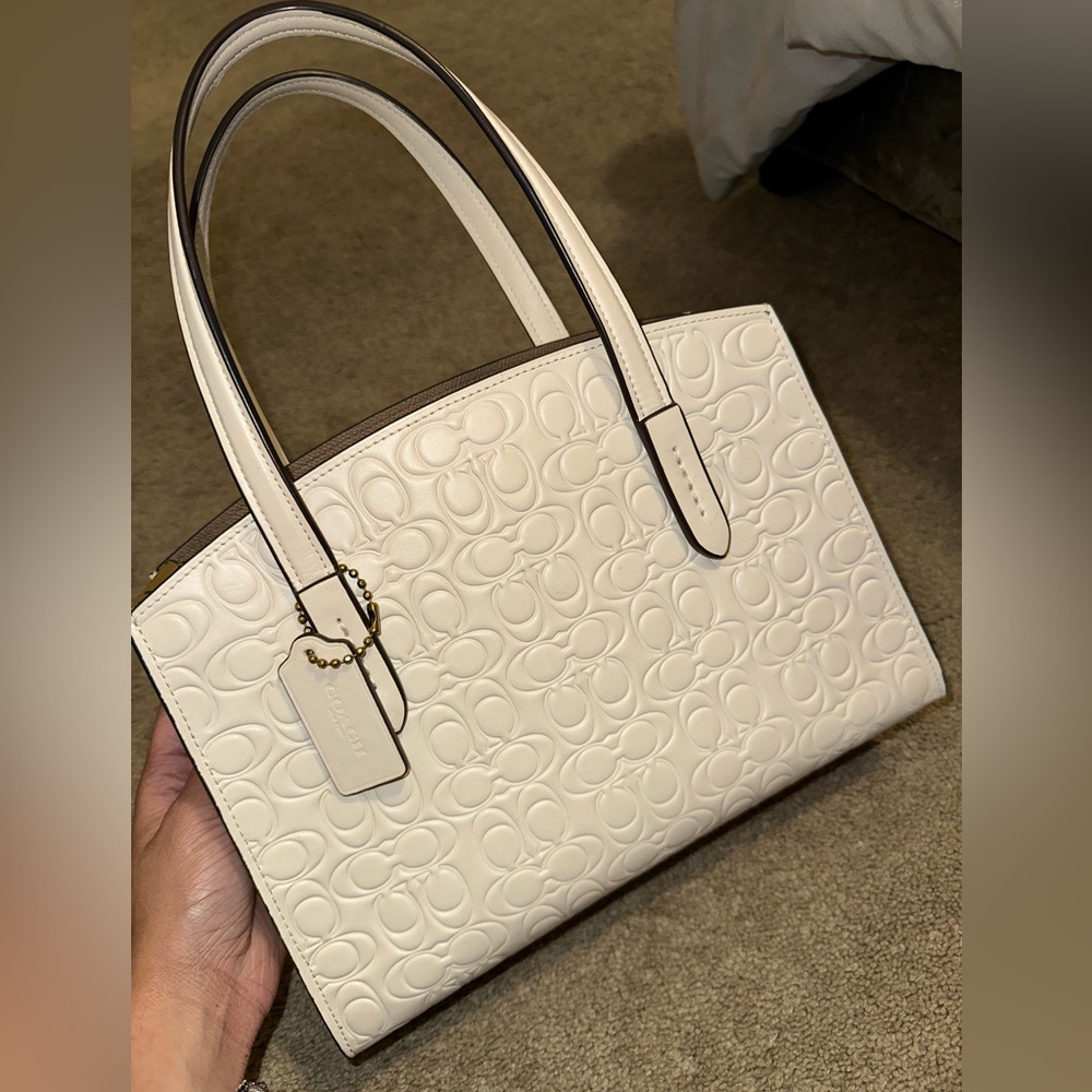 Coach Embossed Cream Handbag